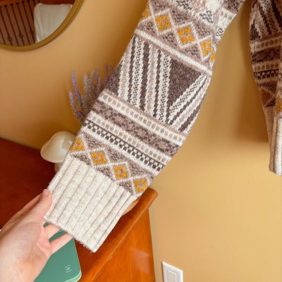 NWOT ✨ Marled Wool-Blend Rustic Print Mock Neck Sweater – Size Small - Picture 5 of 6